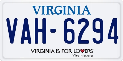VA license plate VAH6294