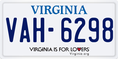 VA license plate VAH6298