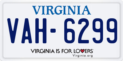 VA license plate VAH6299