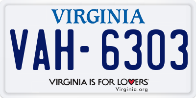 VA license plate VAH6303