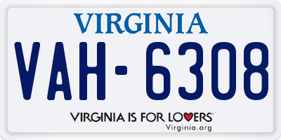 VA license plate VAH6308