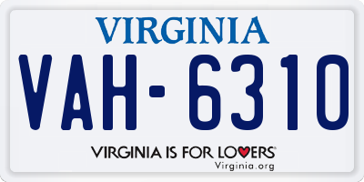 VA license plate VAH6310