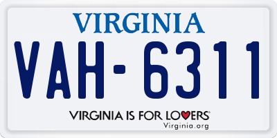 VA license plate VAH6311