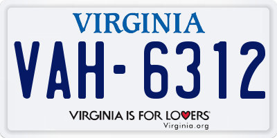 VA license plate VAH6312