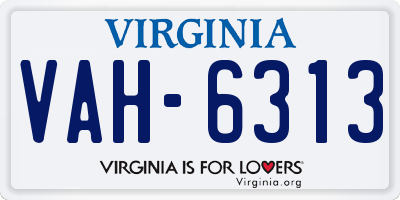 VA license plate VAH6313