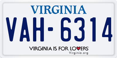 VA license plate VAH6314