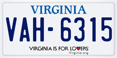 VA license plate VAH6315