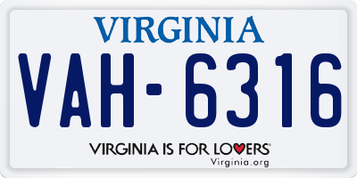 VA license plate VAH6316