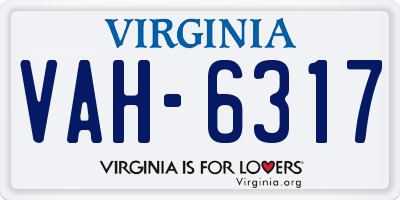 VA license plate VAH6317