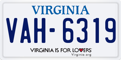 VA license plate VAH6319