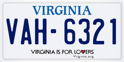 VA license plate VAH6321