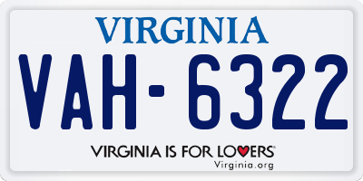 VA license plate VAH6322