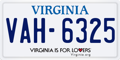 VA license plate VAH6325
