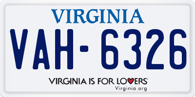 VA license plate VAH6326