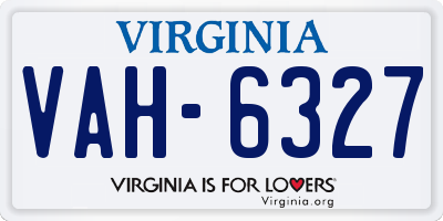 VA license plate VAH6327