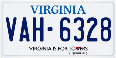 VA license plate VAH6328