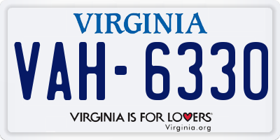 VA license plate VAH6330