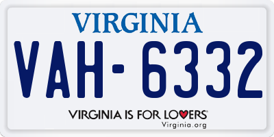VA license plate VAH6332