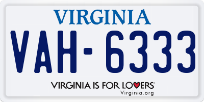 VA license plate VAH6333