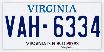 VA license plate VAH6334