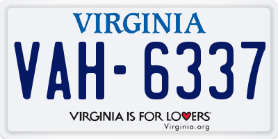 VA license plate VAH6337