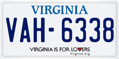 VA license plate VAH6338