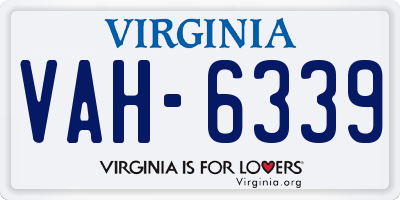 VA license plate VAH6339