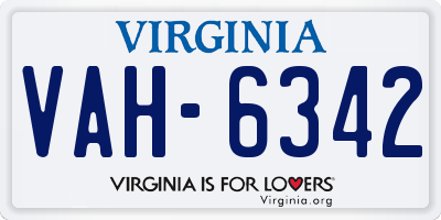 VA license plate VAH6342