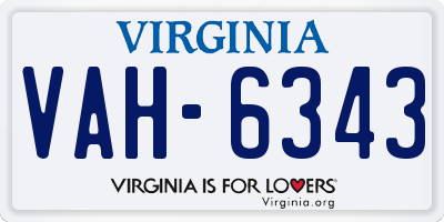VA license plate VAH6343