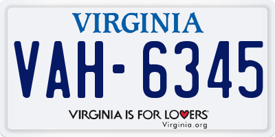 VA license plate VAH6345