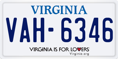 VA license plate VAH6346