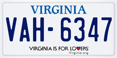 VA license plate VAH6347