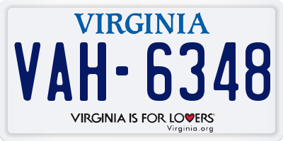 VA license plate VAH6348