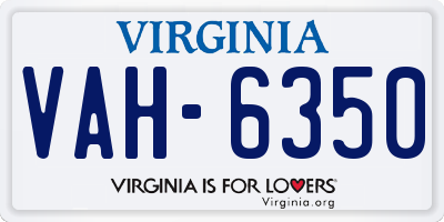 VA license plate VAH6350