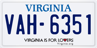 VA license plate VAH6351
