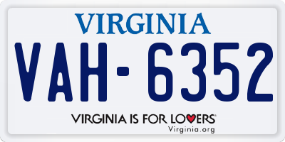 VA license plate VAH6352