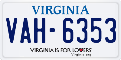VA license plate VAH6353
