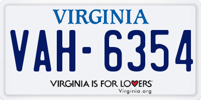 VA license plate VAH6354