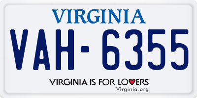 VA license plate VAH6355