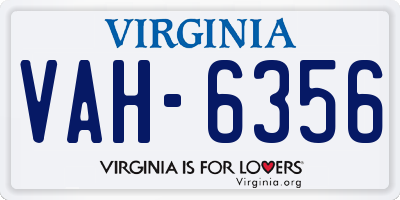 VA license plate VAH6356