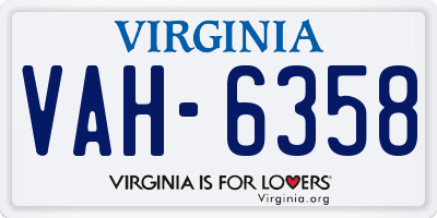 VA license plate VAH6358