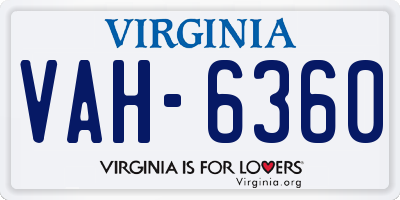 VA license plate VAH6360