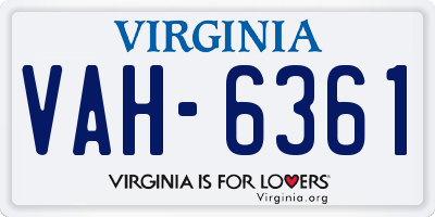 VA license plate VAH6361