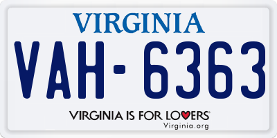 VA license plate VAH6363