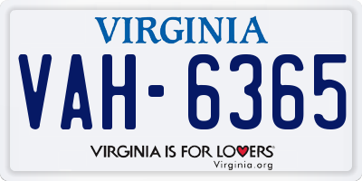VA license plate VAH6365