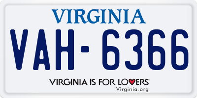 VA license plate VAH6366