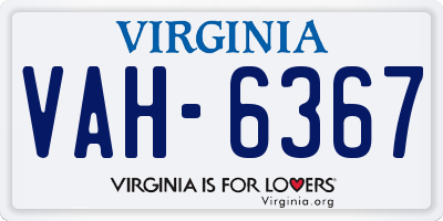 VA license plate VAH6367