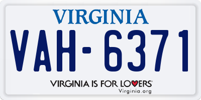 VA license plate VAH6371