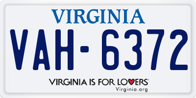 VA license plate VAH6372