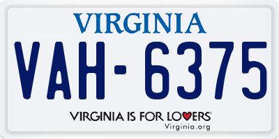 VA license plate VAH6375